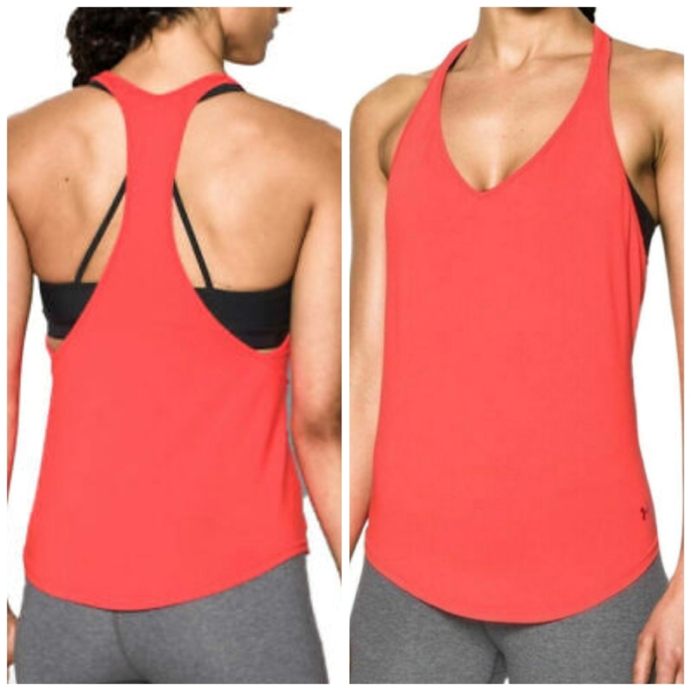 Under Armour UA V-Neck Flashy Racerback Active Tank in Marathon Red
